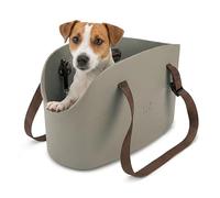 Ferplast Sac de Transport pour Chien Chat jusqu'à 8 kg. en Plastique Caoutchouté, Imperméable et Lavable, Poignées Réglables, Sangle de Sécurité, 43,5 x 21,5 x 27 cm. Taupe