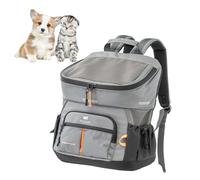 Ferplast Sac Transport Chien Voyager Backpack, Sac de Transport pour Chat, Caisse tranport Chien, Ouverture Large, Sangles réglables, Sangle de sécurité, avec Coussin, Max 10 kg, 29x21x36H, Gris