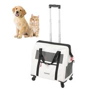 Ferplast Sac Transport Chien Voyager Trolley, Sac de Transport pour Chat, Poignée Extensible, Sangles Réglables, Large Ouverture, Roues Amovibles, éco-Cuir, Max 15 kg, 46 x 26 x 48H cm, Blanc
