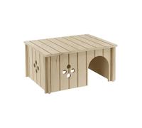 Ferplast Maison Lapin, Accessoire pour Cage Lapin, avec Toit Plat et Trous d'Aération, en Kit de Montage, 33 x 23,6 x h 16 cm, SIN 4646 Niche Maison en Bois pour Lapins, Lapin Nain