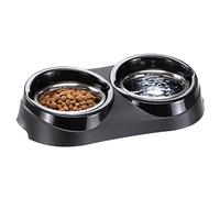 Ferplast Support de gamelle pour chien Duo Feed avec 2 gamelles en acier inoxydable - Système de double alimentation, Antidérapant et écologique pour chiens, 1 litre