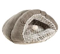 Ferplast TUFLI Niche pour Chat en Fourrure écologique Douce Lavable et refermable 52 x 39 x 26 cm