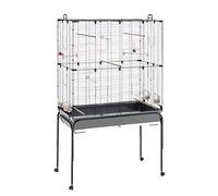 Ferplast Volière Cage à Oiseaux PLANETA, Grande Cage pour Canaris, Pinsons, Perruches Ondulées, Inséparables, Métal, Accessoires Inclus Mangeoires rotatives Perches Roues, 99,5 x 53 x h 171,5 cm.
