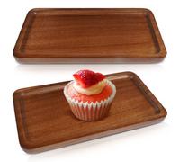 FerraDrend 2 Pièces Petit Plateau Bois Rectangulaire, 19x10.3x1.6cm Plateaux de Service, Plateaux en Bois d'acacia, Décoratif, pour Tasses, Café, Biscuit, Pain, Bijoux