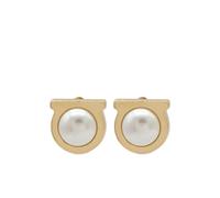 Ferragamo - Boucles d`oreilles fausses perles avec finition dorée - Femme - Accessoires - Jaune - Taille: ONE Size