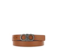 Ferragamo - Ceinture réversible avec boucle Gancini en cuir martelé - Homme - Accessoires - Brun - Taille: 110 CM