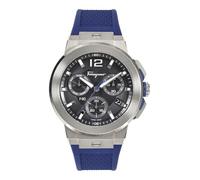 Ferragamo F-80 Titanium Tech Collection Montre de luxe pour homme avec un bracelet bleu avec un boîtier en titane et un cadran noir
