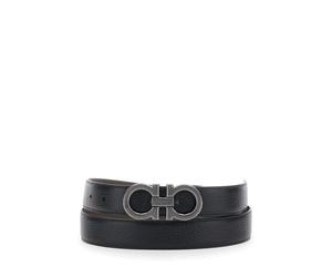 Ferragamo - Gancini Hammered Belt - Homme - Accessoires - Noir - Taille: 100 CM
