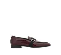 Ferragamo, Homme, Chaussures, Rouge, Taille: 41 1/2 EU Mocassins en cuir verni avec Gancini Plaque