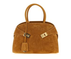Ferragamo - Hug Small Suede Top Handle Bag - Femme - Sacs - Brun - Taille: ONE Size
