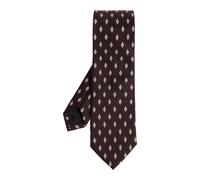 Ferragamo - Micro Gancini Print Silk Tie - Homme - Accessoires - Brun - Taille: ONE Size