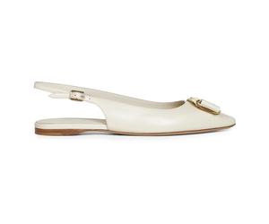 Ferragamo - New Vara Plate Ballet Flat - Femme - Chaussures - Blanc - Taille: 37 EU