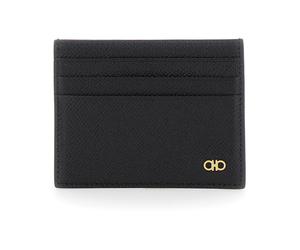 Ferragamo - Porte-cartes en cuir noir avec micro Gancini - Homme - Accessoires - Noir - Taille: ONE Size