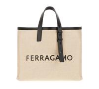 Ferragamo - Sac cabas en toile à logo - Homme - Sacs - Beige - Taille: ONE Size
