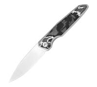 FerraMonster Couteau Pliant Couteau de Poche Couteau de Survie EDC Couteau de Chasse - Acier M390, titane et fibre de carbone poignée - Camping extérieur Chasse Randonnée - Avec étui