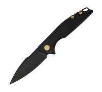 FerraMonster Couteau Pliant Couteau de Poche Couteau de Survie EDC Couteau de Chasse - Acier M390, Titane poignée - Camping extérieur Chasse Randonnée - avec étui (Noir - 02)