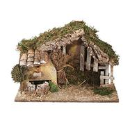 Ferrari & Arrighetti Cabane pour Crèche avec Clôtures et Fontaine, 220V, pour Figurines jusqu'à 12 cm Non Incluses, Bois