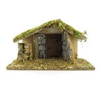 Ferrari & Arrighetti Cabane Vide avec Mur et Porte en Pierre, Crèche Bertoni, pour Figurines de 6/7 cm, Bois, 24x13x15 cm