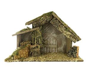 Ferrari & Arrighetti Cabane Vide pour Crèche avec Marches, Convient aux Figurines de 10/12 cm, Bois, Multicolore