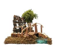 Ferrari & Arrighetti Coude de rivière avec Arbre et Pont pour crèche, Section de rivière pour rivière modulaire, Accessoires de crèche Bertoni, Bois, Multicolore, 13 x 16 x 13 cm