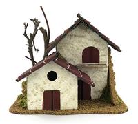 Ferrari & Arrighetti Double Maison pour crèche avec tégole Rouge, Bois et Carton, Multicolore, Dimensions indicatives : 15 x 14 x 10 cm