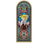 Ferrari & Arrighetti Madonna del Carmine | Tableau en bois impression type vitrage | Icône religieuse murale 10 x 27 cm | Style gothique | Décoration sacrée