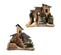 Ferrari & Arrighetti Maison Rustique pour Crèche en Bois/Carton, 10×13×13 cm - 1 Pièce Assortie (Modèle Aléatoire)