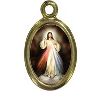 Ferrari & Arrighetti Médaille Jésus Miséricordieux en métal doré et résine - 2,5 cm - Lot de 10