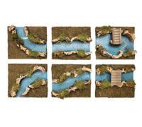 Ferrari & Arrighetti Rivière modulaire pour crèche, 6 Traits différents de rivière combinables pour créer des rivières et des ruisseaux en crèches, Bois, Multicolore, Dimensions indicatives par pièce