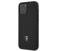 Ferrari Coque Cuir Noir avec Logo Argent Compatible avec IPHONE 12 Pro Max (6.7)