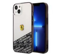 Ferrari Coque de téléphone pour iPhone 14" Argenté avec imprimé Scuderia Anti-rayures, PC TPU Coque rigide confortable et durable avec ports accessibles, absorption des chocs et logo signature