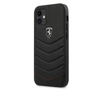 [iPhone 12 Mini] COQUE CUIR NOIR RENFORCÉE EFFET MATELASSÉ POUR APPLE IPHONE 12 MINI (5.4) - FERRARI®