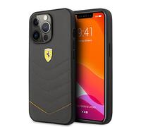 Ferrari Étui en cuir matelassé pour iPhone 13 Pro Gris et bord rouge