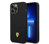 Ferrari FEHCP14XSIBBK Coque Rigide pour 14 Pro Max 6,7" Noir/Noir Logo en Silicone métallique