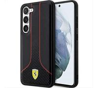 Ferrari Coque pour Galaxy S23 Plus – Design perforé et luxueux – Noir