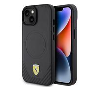 Ferrari FEHMP15SPTEK Coque pour iPhone 15 6,1" Noir Coque Rigide en métal Carbone Logo