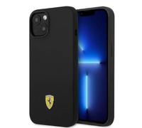 Ferrari FEHMSIP14SBK Coque de protection rigide pour iPhone 14 6,1" avec logo en silicone et métal Noir