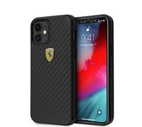 Ferrari FERCAHCP12SBK on Track Real Carbon Coque Rigide pour iPhone 12 Mini 5,4" Noir