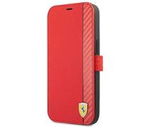 Ferrari FESAXFLBKP13SRE Coque de Protection pour iPhone 13 Mini 5,4" Motif Rayures de Carbone Rouge