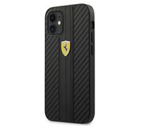 Ferrari on Track Coque de Protection Rigide en PU Carbone pour Apple iPhone 12 Mini 5.4 Noir