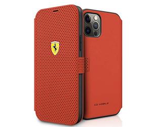 Ferrari FESPEFLBKP12LRE Étui de Protection perforé pour iPhone 12 Pro Max 6,7" Rouge
