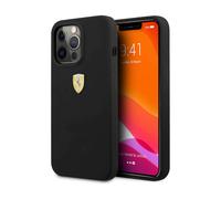 CG MOBILE Ferrari Coque pour iPhone 13 Pro Max en Microfibre - Coque de Protection Lisse et Anti-Rayures avec Bouton-Pression Facile - Absorption des Chocs et Logo Signature - Noir, FESSIHCP13XBK