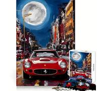 Ferrari Rouge dans la Ville la Nuit Puzzle Difficile de 1000 pièces pour Adultes Jeu de réflexion Calme et Relaxant Cadeau spécial (38x52cm)
