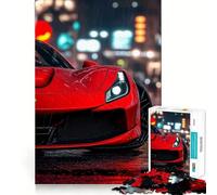 Ferrari Rouge sous la Pluie Puzzle de 1000 pièces pour Adolescents Jeu de Puzzle Stimulant la réflexion Activité de Groupe Cadeau Classique Assembler (50x75cm)