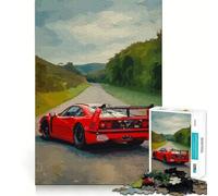 Ferrari Rouge sur Route de Campagne Puzzle de 1000 pièces pour Adultes Jeu de logique mentale Découpe Ferme Idée Cadeau de Noël (38x26cm)