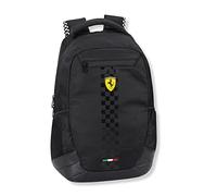 Ferrari - Sac à dos organisé école et loisirs, bretelles réglables et dos rembourrés, compartiment principal et avant avec fermeture éclair, avec poches latérales - Noir, 28 x 40 x 15 cm