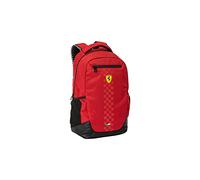 Ferrari - Sac à dos organisé école et loisirs, bretelles réglables et dos rembourrés, compartiment principal et avant avec fermeture éclair, avec poches latérales - rouge, 28 x 40 x 15 cm