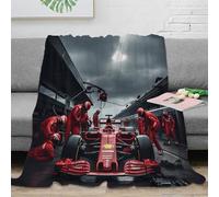 Ferrarii Couverture Polaire Épaisse 70x80inch(180x200cm), Jeté De Canape Confortable En Flanelle Et Sherpa, Plaid Polaire Luxueuse FormulaOne Perform A Pit Stop Blanket Camping Pique - Nique