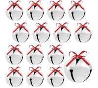 Ferraycle Cloche de Noël de 4,1 cm avec Ruban - Décoration de Noël - Cloche de Sapin de Noël avec Ruban - Décorations de Vacances de Noël pour Bricolage, Vacances, Artisanat, Maison, Mariage (Argent