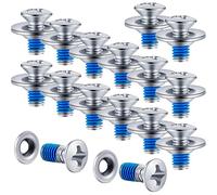 Ferraycle Lot de 32 vis de fixation pour snowboard comprenant 16 vis de fixation pour snowboard et 16 rondelles à vis argentées